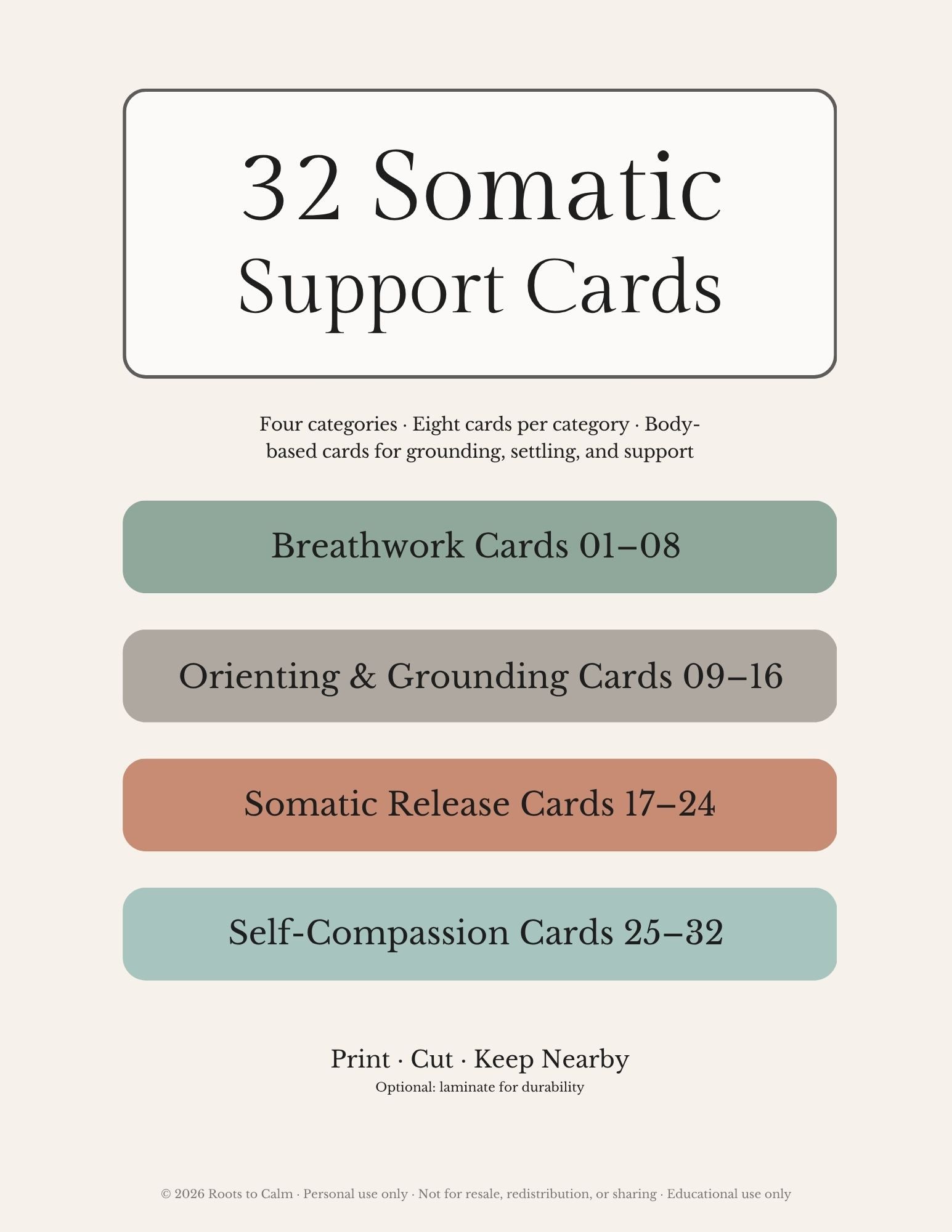 32 Somatic Support Cards
