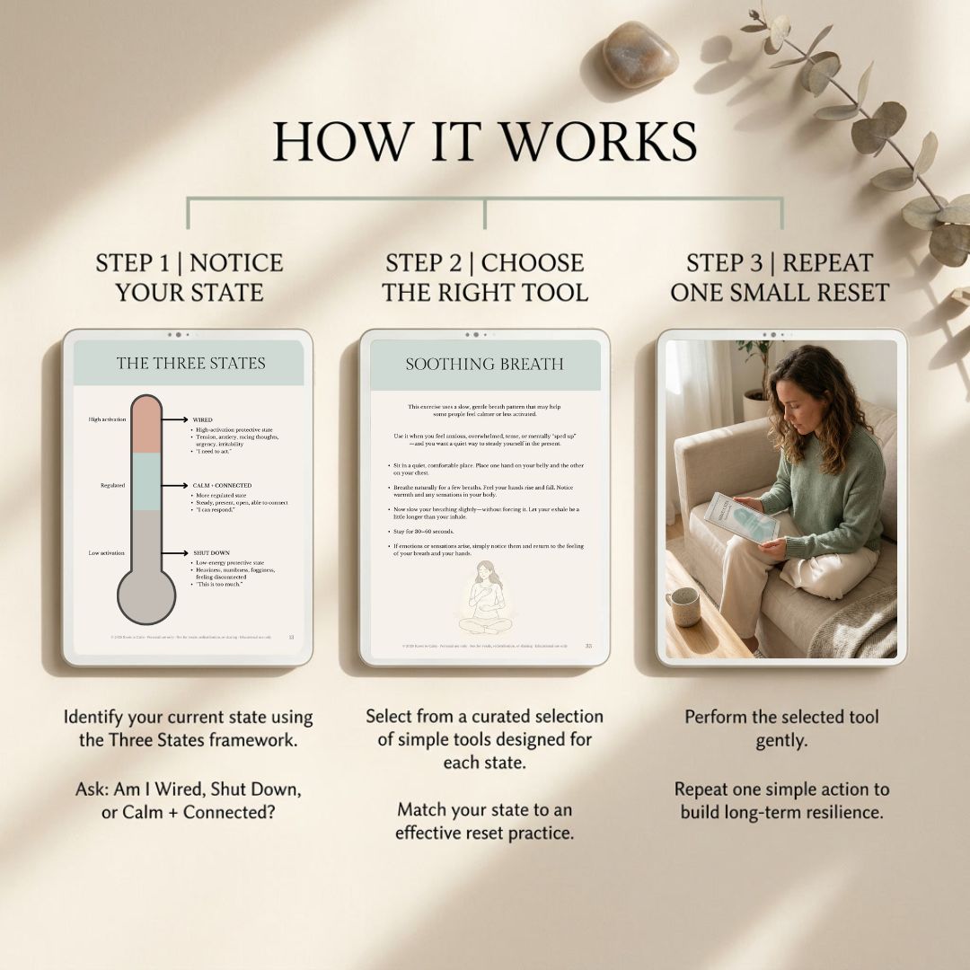Diagram showing a process for managing stress with tools and practices.