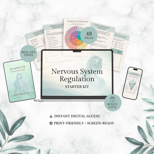 Nervous System Regulation Starter Kit with digital and print materials on a light background